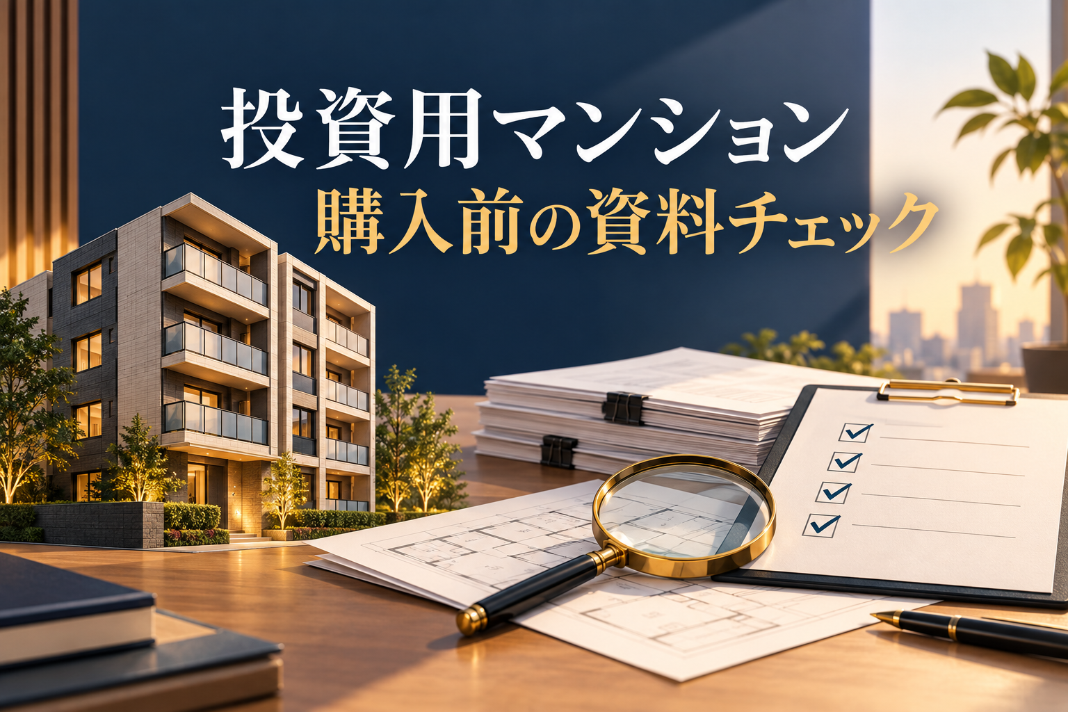 投資用マンションと購入前に確認する書類のイメージ